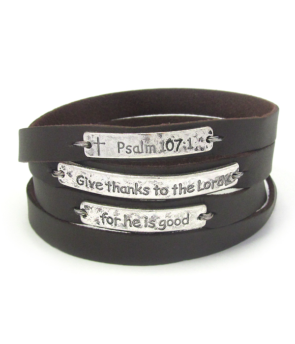 Religious inspiration leather wrap magnetic bracelet