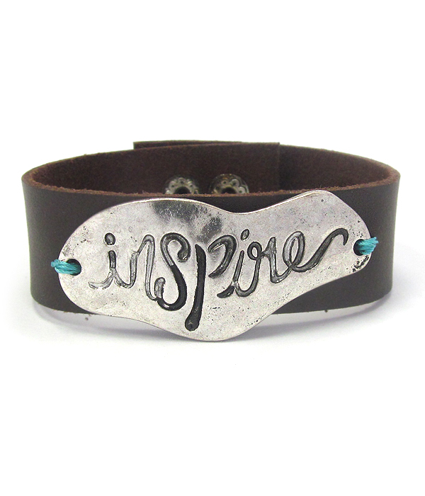 Religious inspiration leather band bracelet - inspire