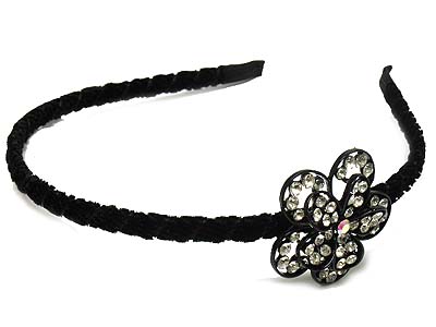 Crystal dual flower fabric coated headband