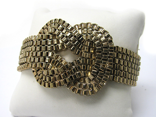 Massive multi row metal box chain interlink bracelet