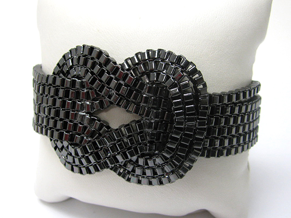 Massive multi row metal box chain interlink bracelet