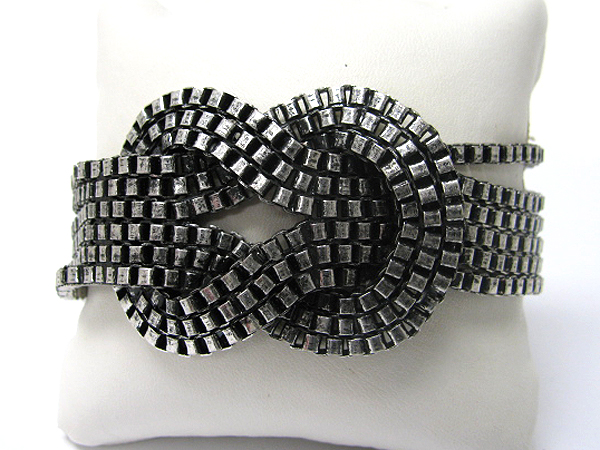 Massive multi row metal box chain interlink bracelet