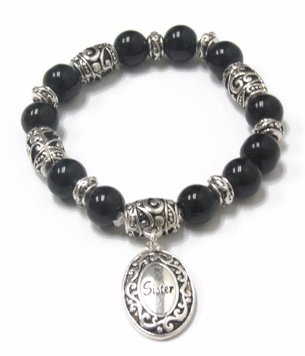 Sister multi beads charm barcelet