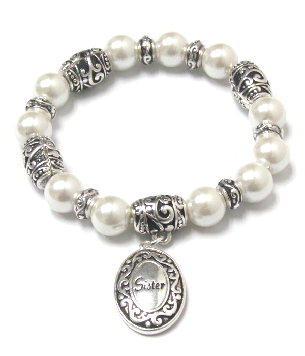 Sister multi beads charm barcelet 