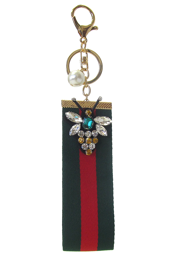 FABRIC JEWELED KEY CHAIN - BEE