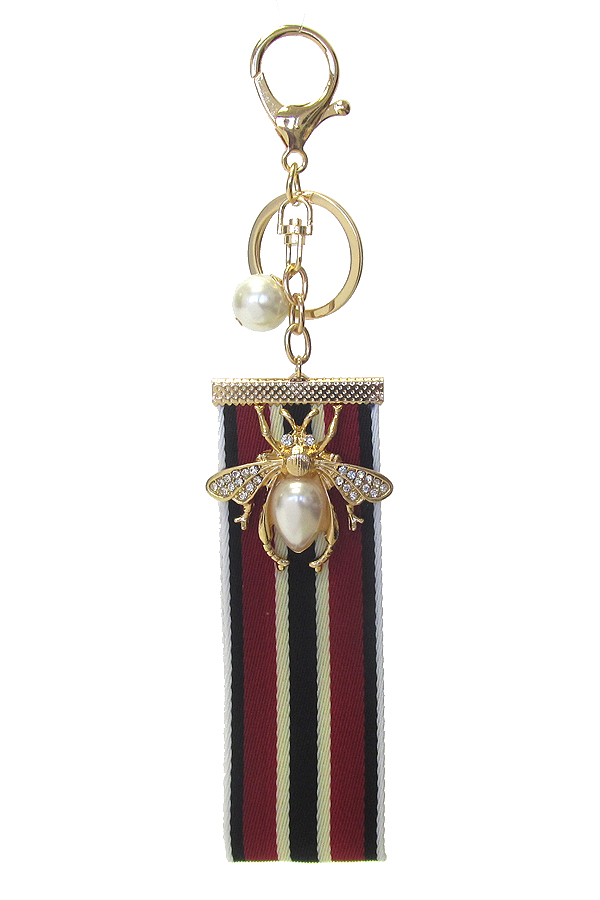 FABRIC JEWELED KEY CHAIN - BEE