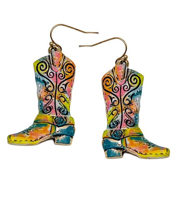 Western theme cowboy boot earring