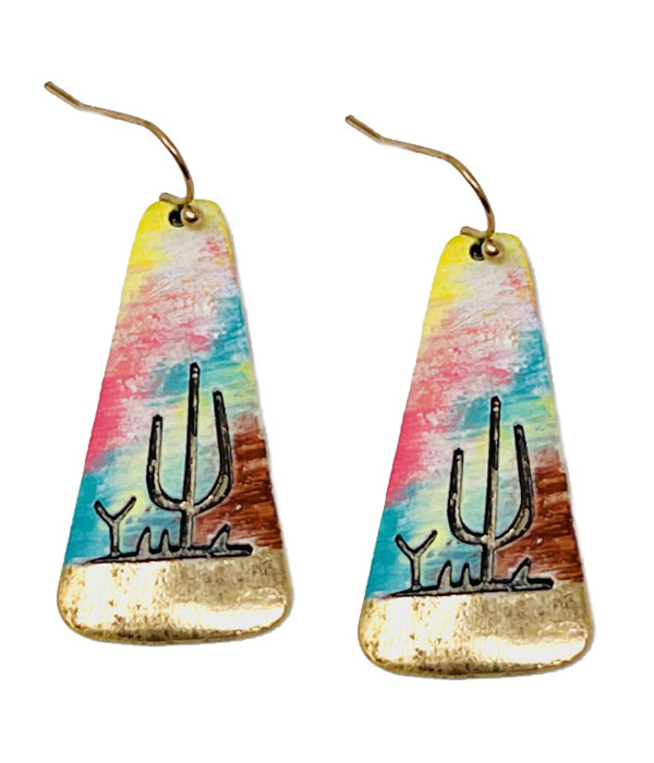 Western theme cactus earring