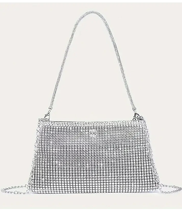 Glittering metal mesh cluch bag or mini shoulder bag