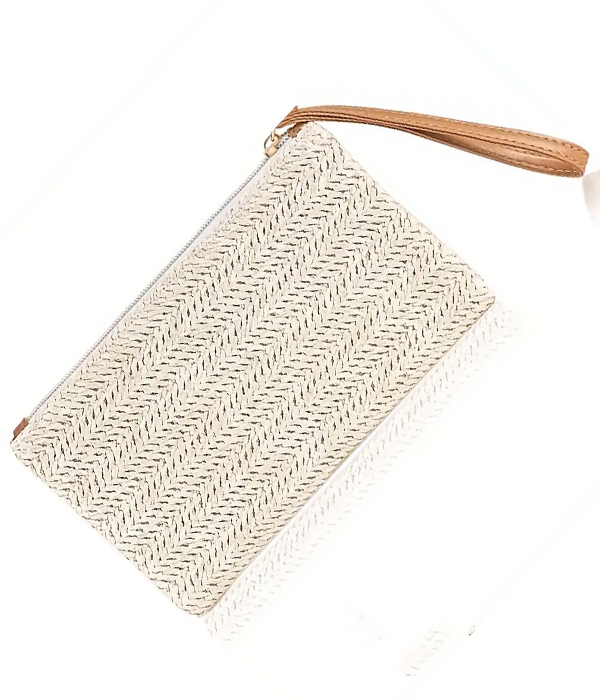 Straw clutch purse