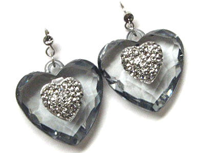 Lucite crystal heart earring
