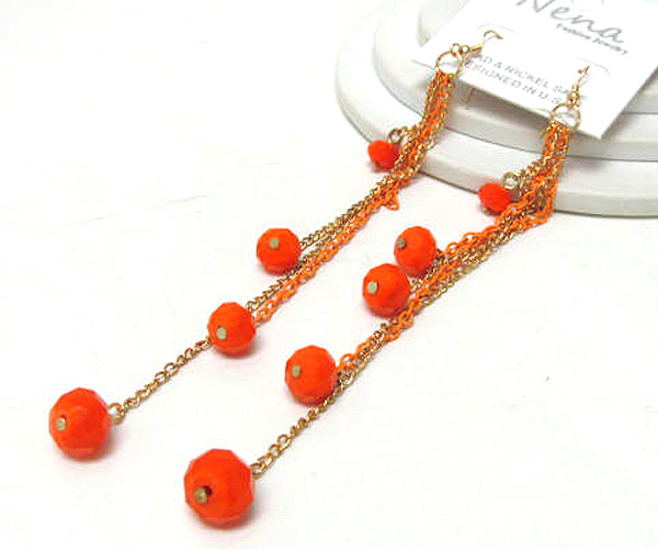 Colorful fashion chain drop dangle multi crystal glass stone drop earring