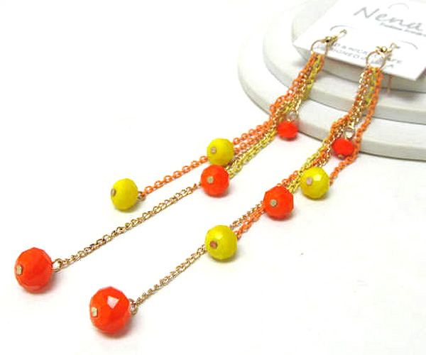 Colorful fashion chain drop dangle multi crystal glass stone drop earring
