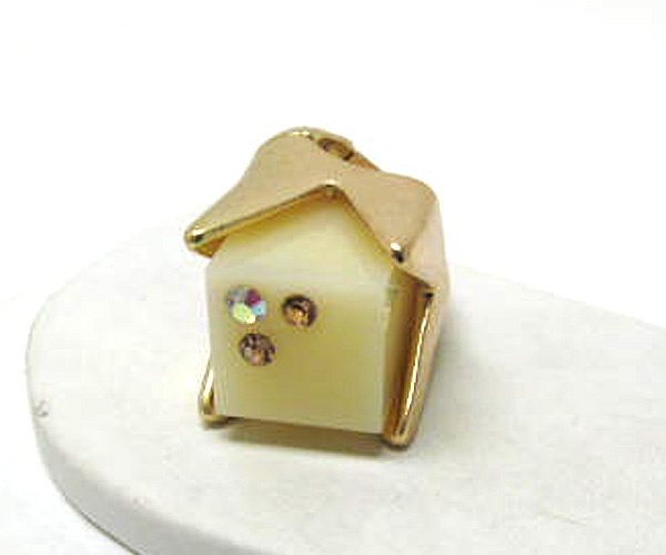 Crystal fashion square dice and metal triangle spikes fashion stretch ring