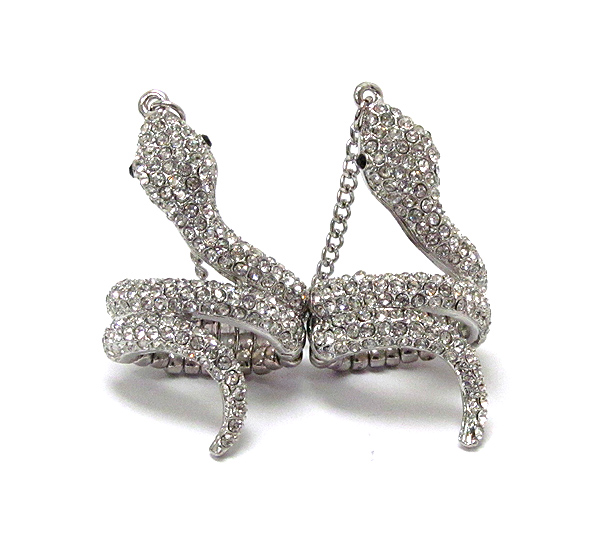 Crystal deco double snake stretch ring