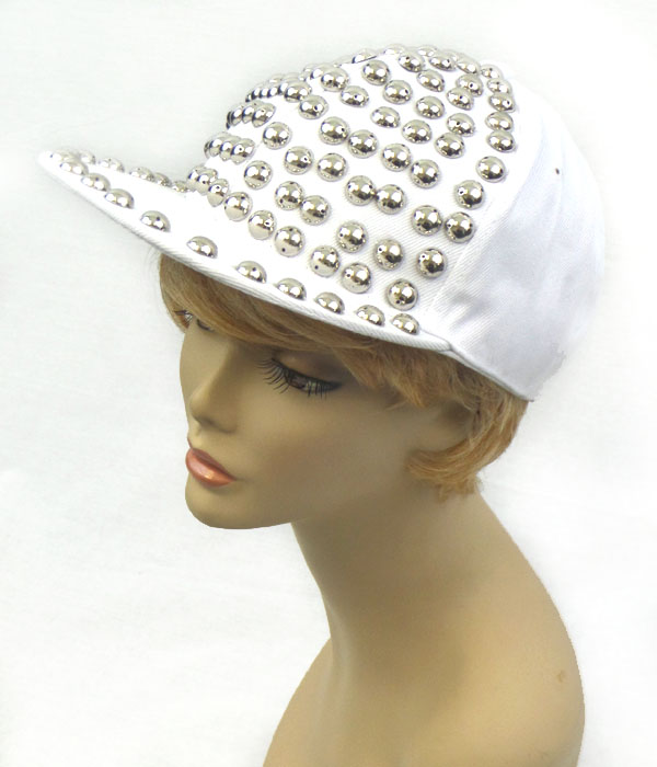 Round rivet front stud punk hiphop cap