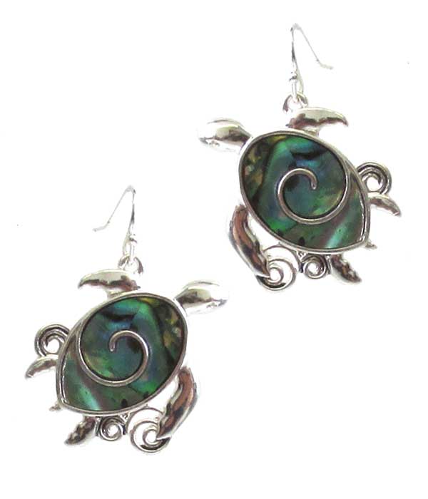 SEALIFE THEME ABALONE SWIRL EARRING - TURTLE