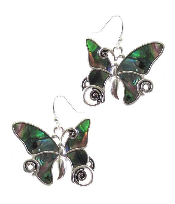 SEALIFE THEME ABALONE SWIRL EARRING - BUTTERFLY