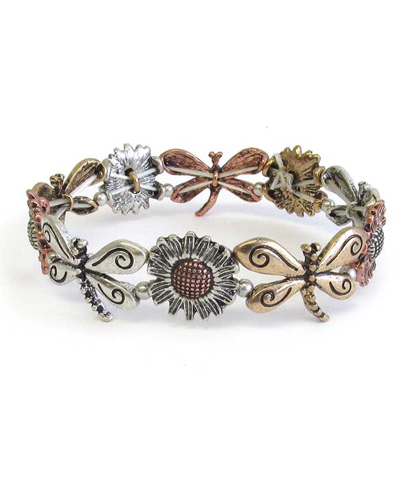 Garden theme stretch bracelet - dragonfly