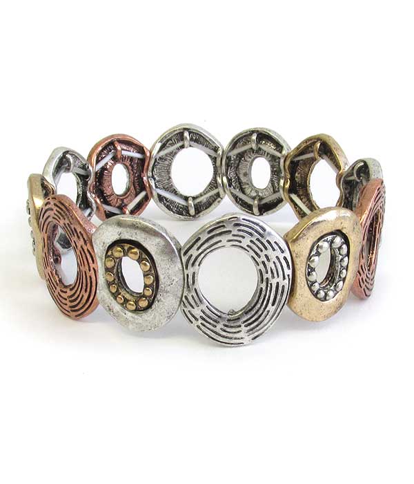 Vintage metal multi oval stretch bracelet