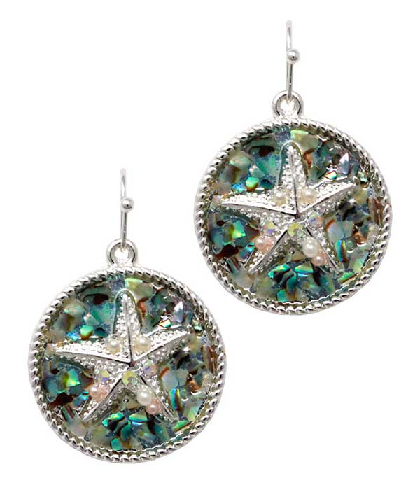 SEALIFE THEME ABALAONE EARRING - STARFISH