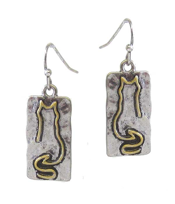 Pet lovers theme metal bar earring - cat