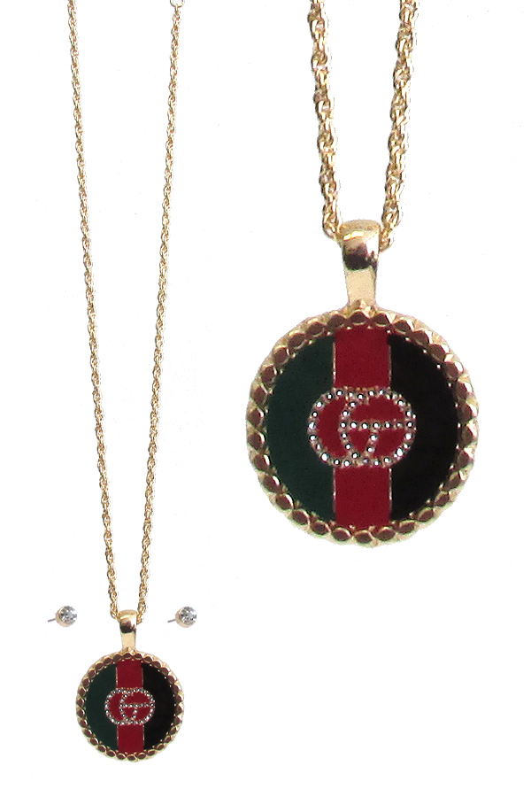Designer inspired epoxy disc pendant necklace