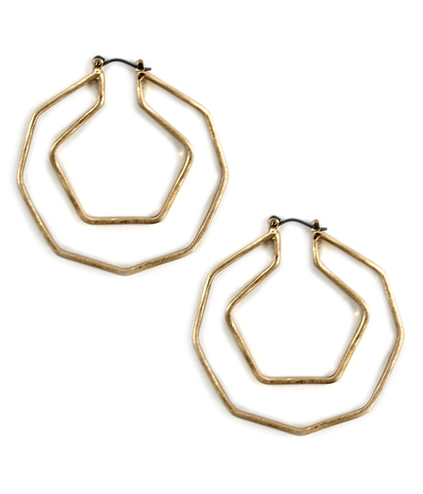 Geometric double hoop earring