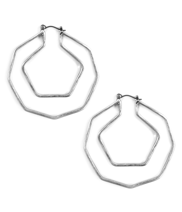 Geometric double hoop earring