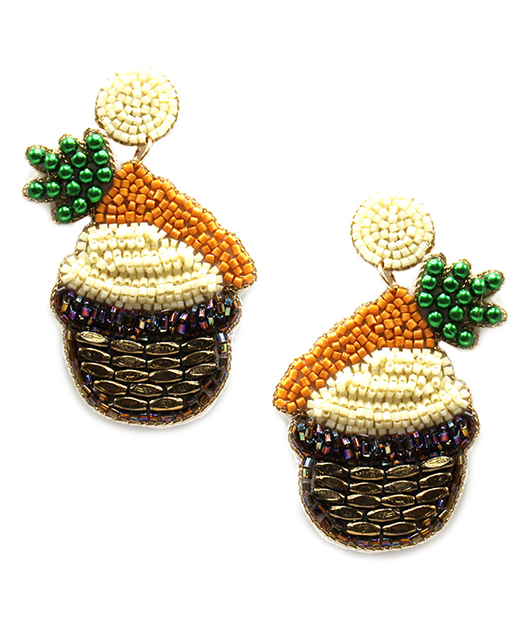 Handmade multi seedbead carrot cake earring
