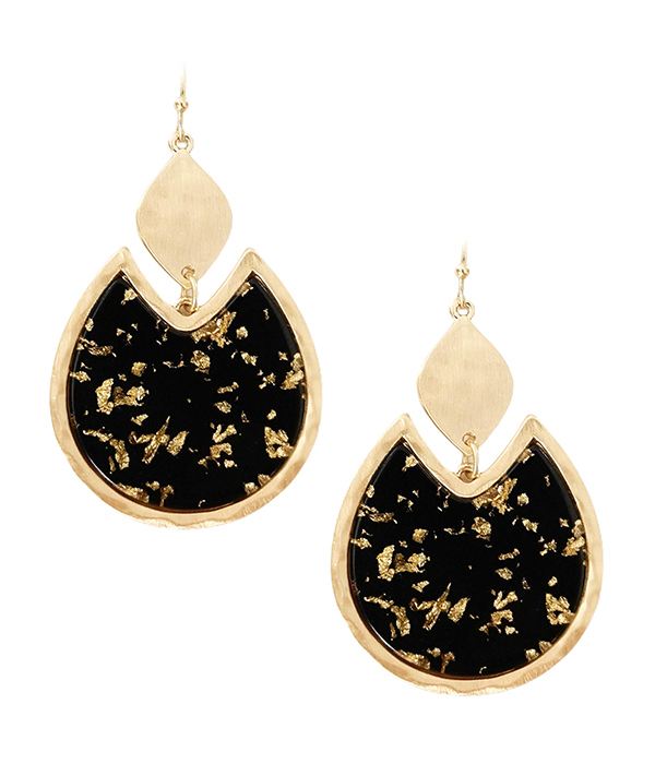 GOLD FLAKE RESIN TEARDROP EARRING