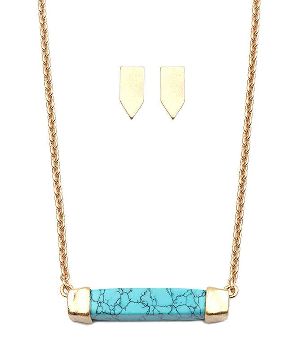Simple stone bar necklace set