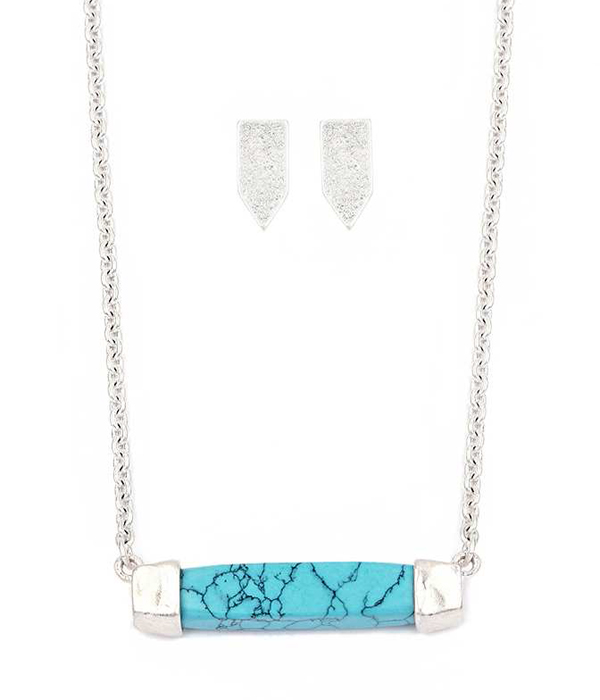 Simple stone bar necklace set