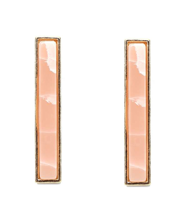 Simple stick bar stone stud earring