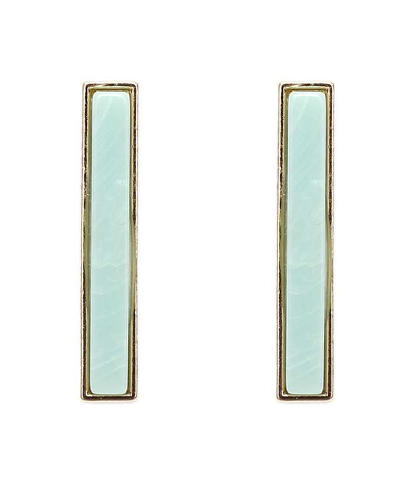 Simple stick bar stone stud earring