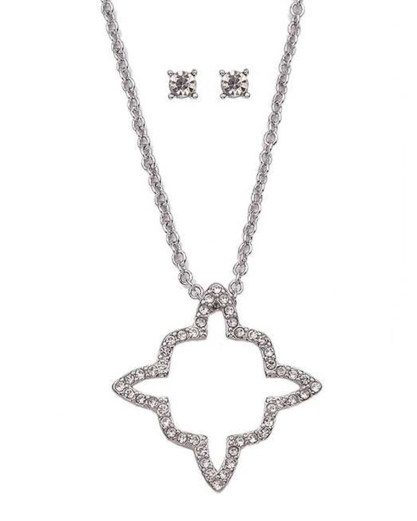 CRYSTAL QUATREFOIL PENDANT NECKLACE SET