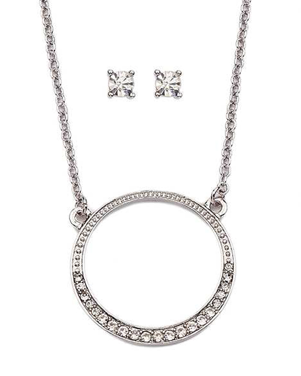 Crystal hoop pendant necklace set