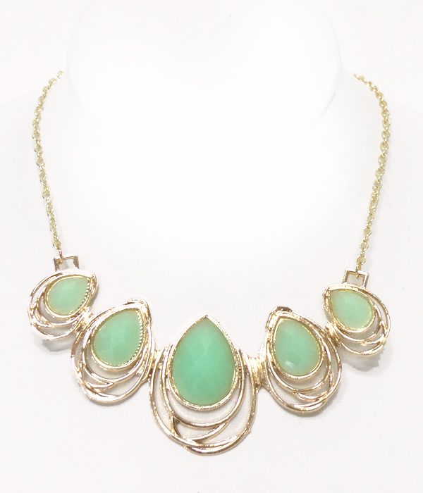 Terdrop with metal design necklace