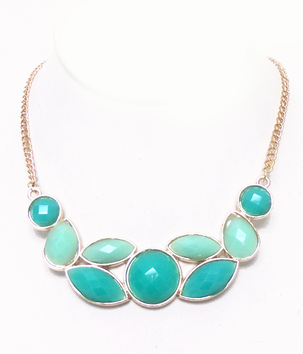 Multi shape acrylic stones necklace