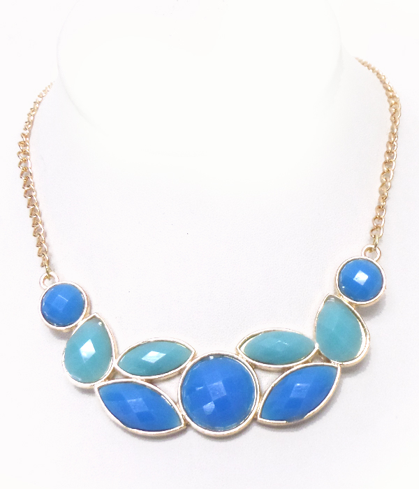 Multi shape acrylic stones necklace