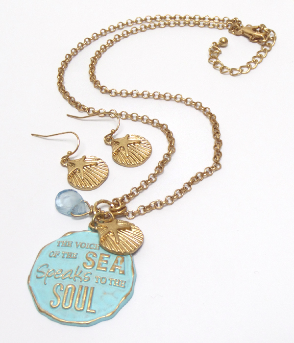 Handmade and painted sealife pendant necklace set - the voice of the sea speaks to the soul