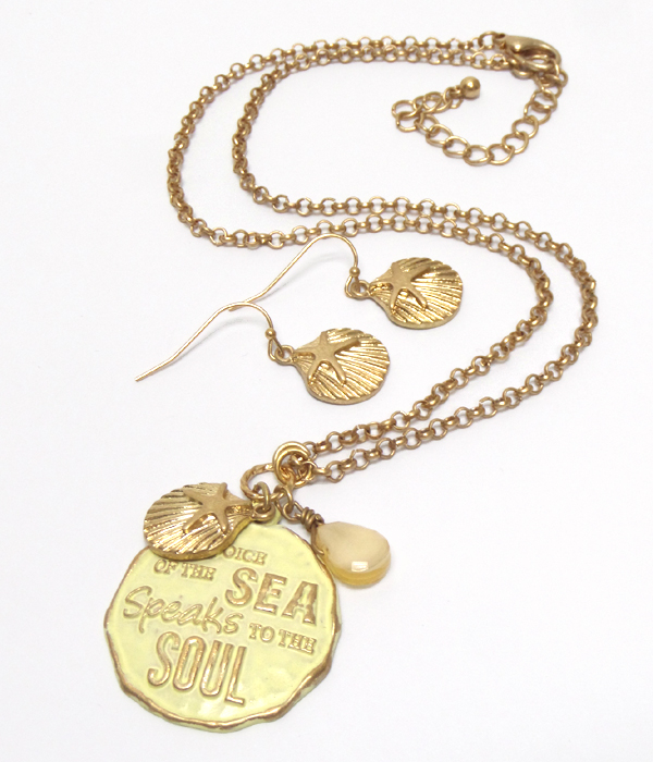 Handmade and painted sealife pendant necklace set - the voice of the sea speaks to the soul