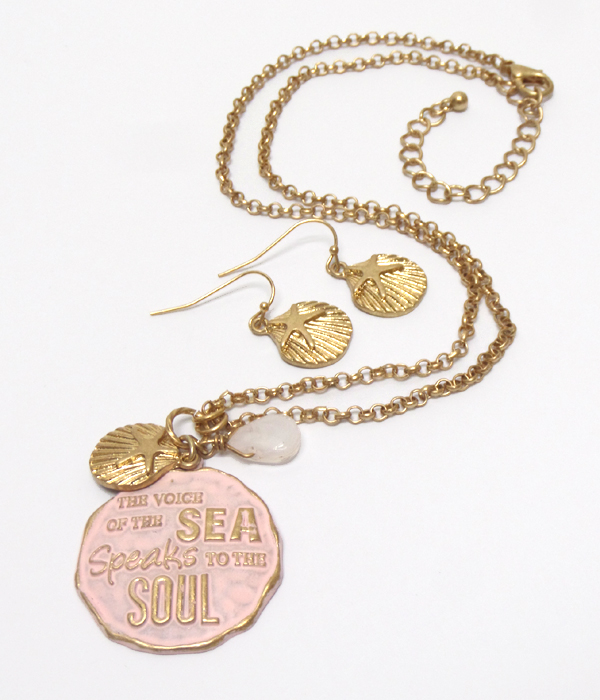 Handmade and painted sealife pendant necklace set - the voice of the sea speaks to the soul