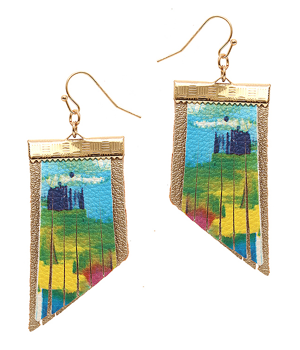 Paint leather double layer earring