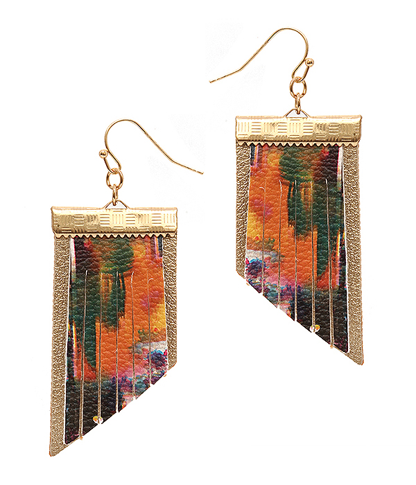 Paint leather double layer earring