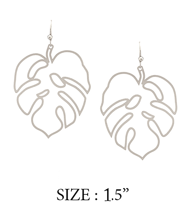 Wire art giant leaf monstera earring