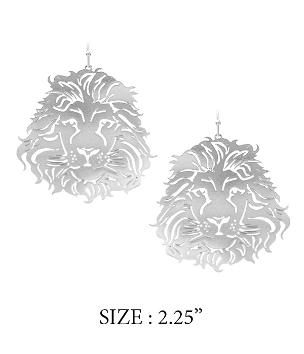 LASER CUT PAPER THIN METAL FILIGREE EARRING - LION