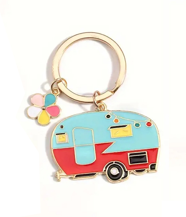 HAPPY CAMPER THEME KEYCHAIN