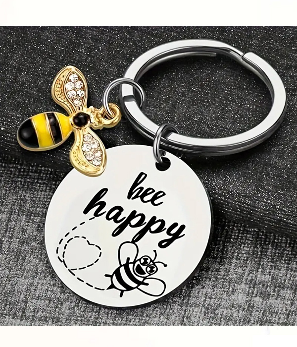 Happy theme keychain - bee happy