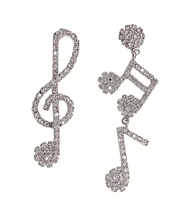 Rhinestone music note earring